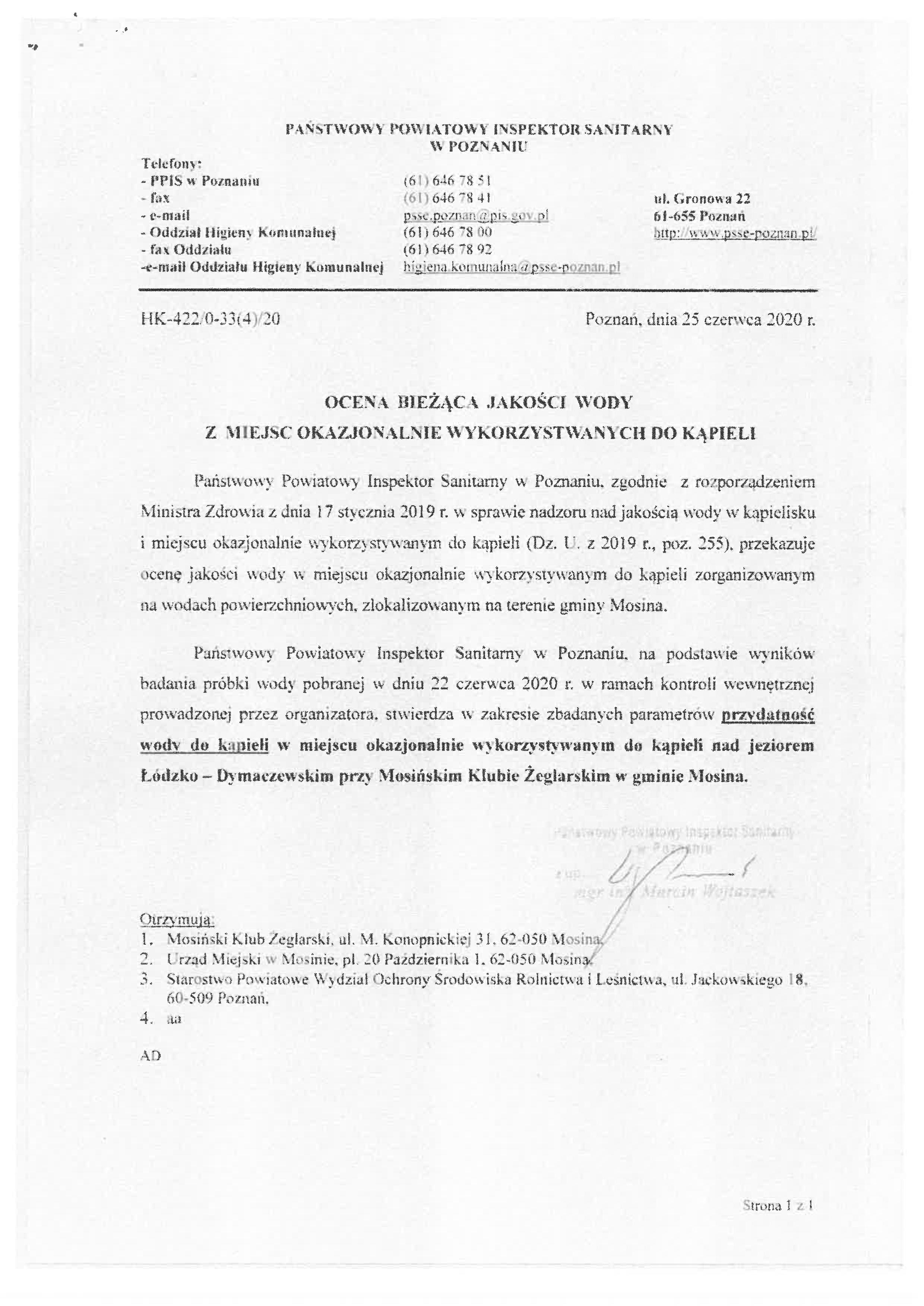 Mosińskie kąpieliska z pozytywną oceną SANEPIDU