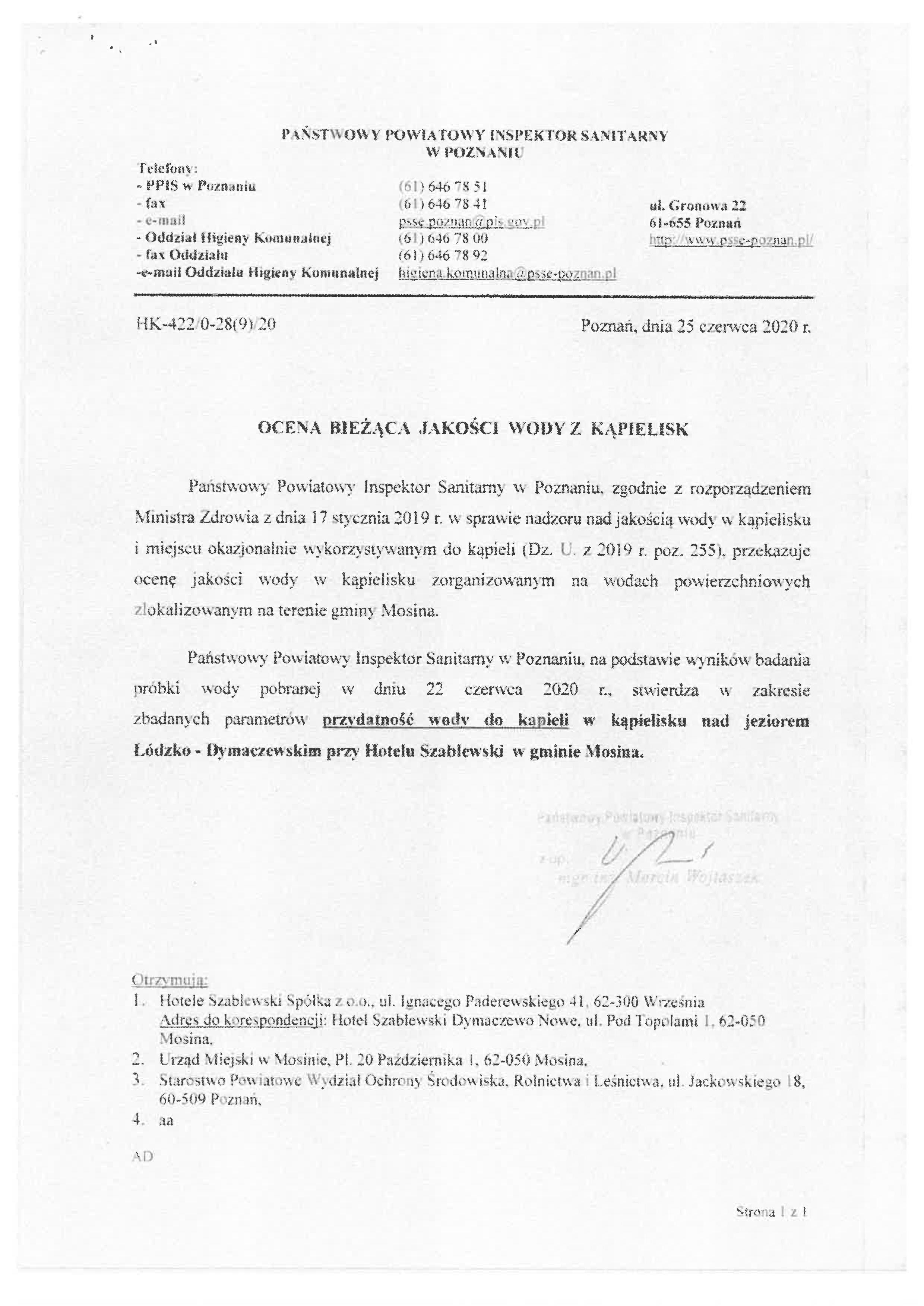 Mosińskie kąpieliska z pozytywną oceną SANEPIDU
