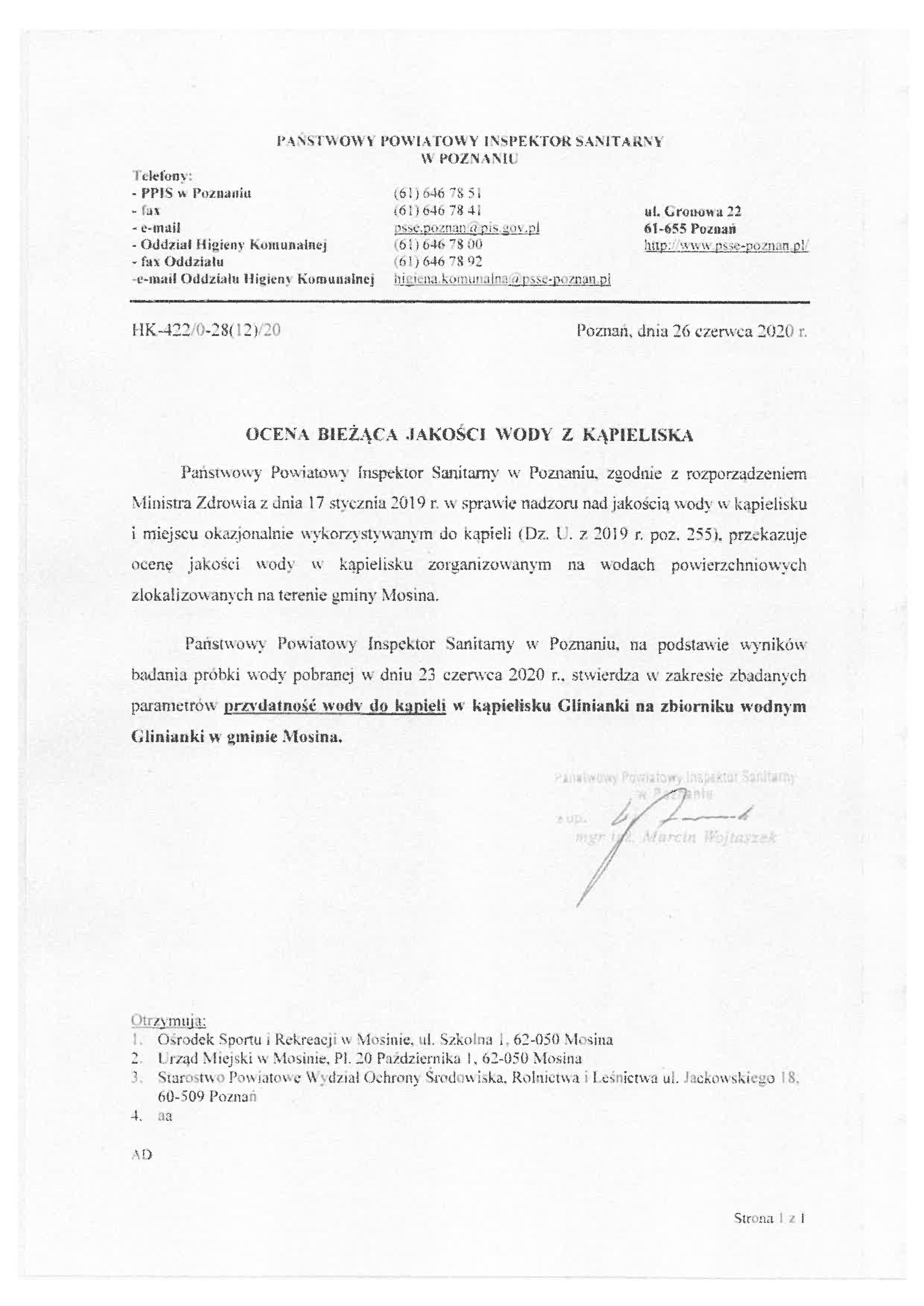 Mosińskie kąpieliska z pozytywną oceną SANEPIDU