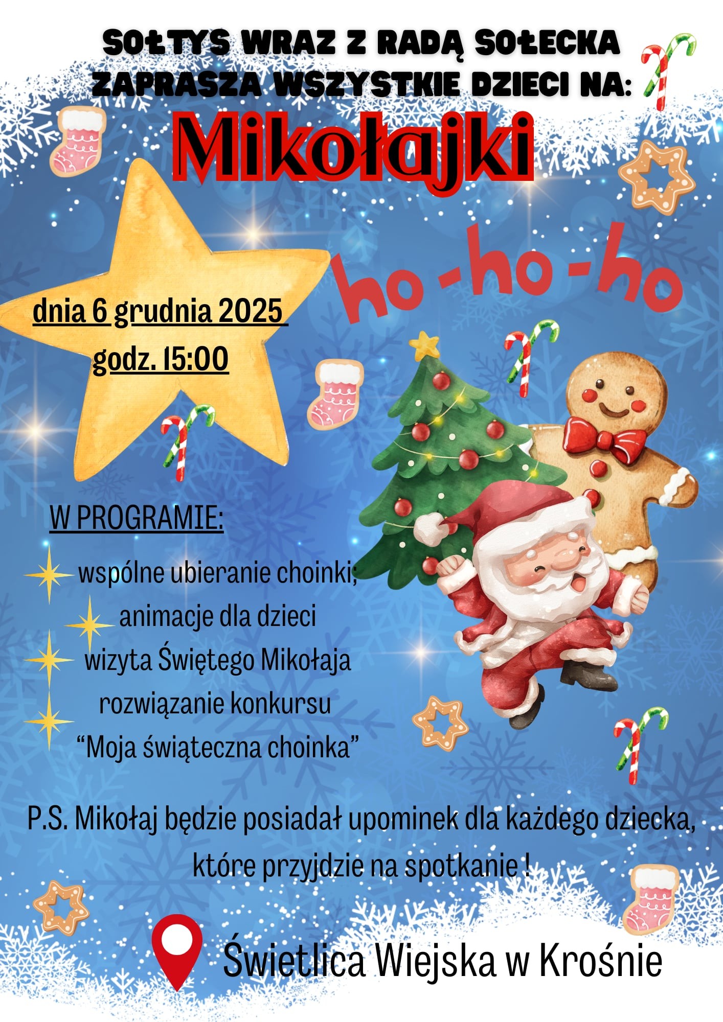 Plakat infromacyjny - Mikołajki w Krośnie