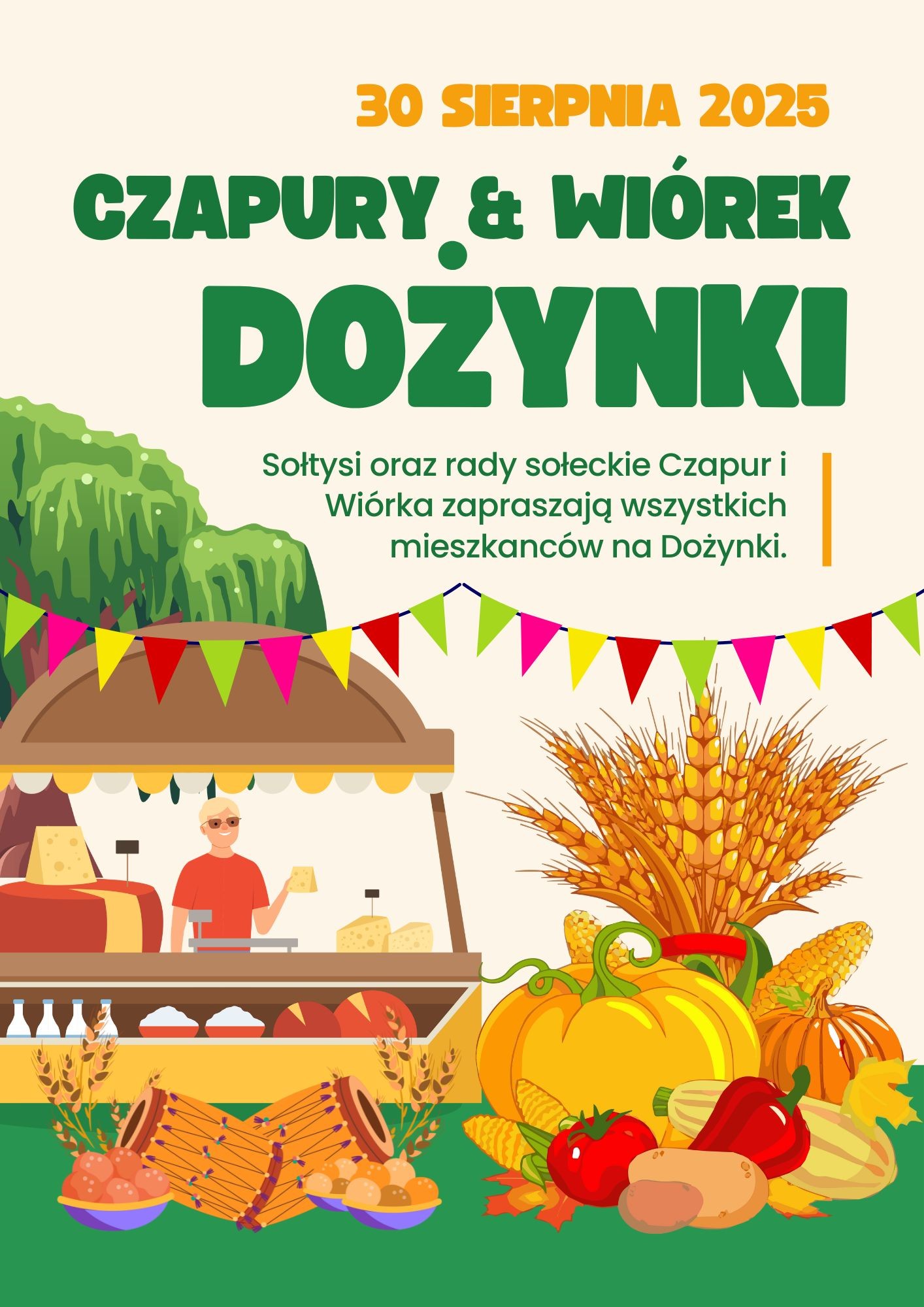 Plakat informacyjny - dożynki sołeckie Czapury i wiórek.