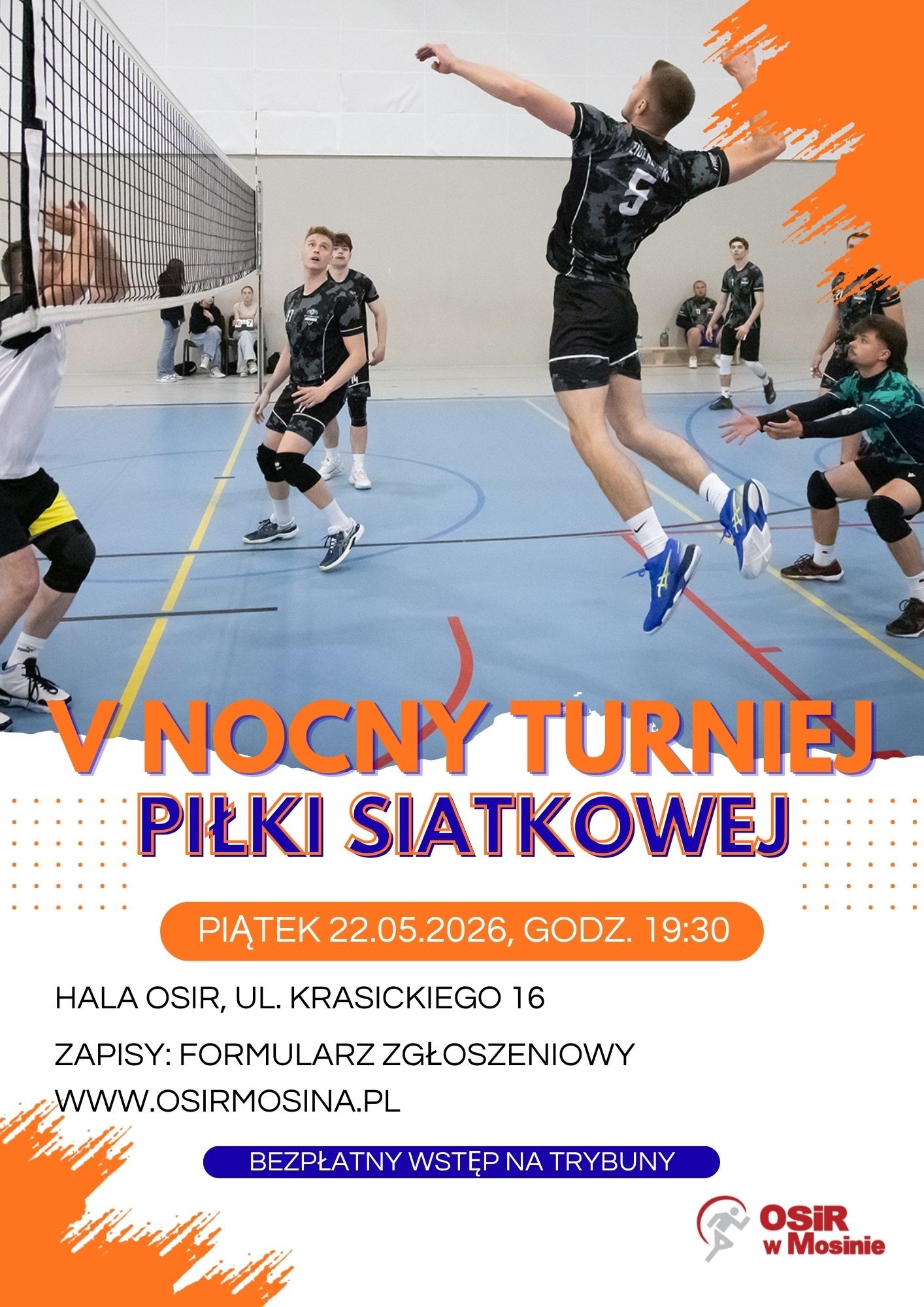 Plakat infromacyjny V Nocny Turniej Piłki Siatkowej