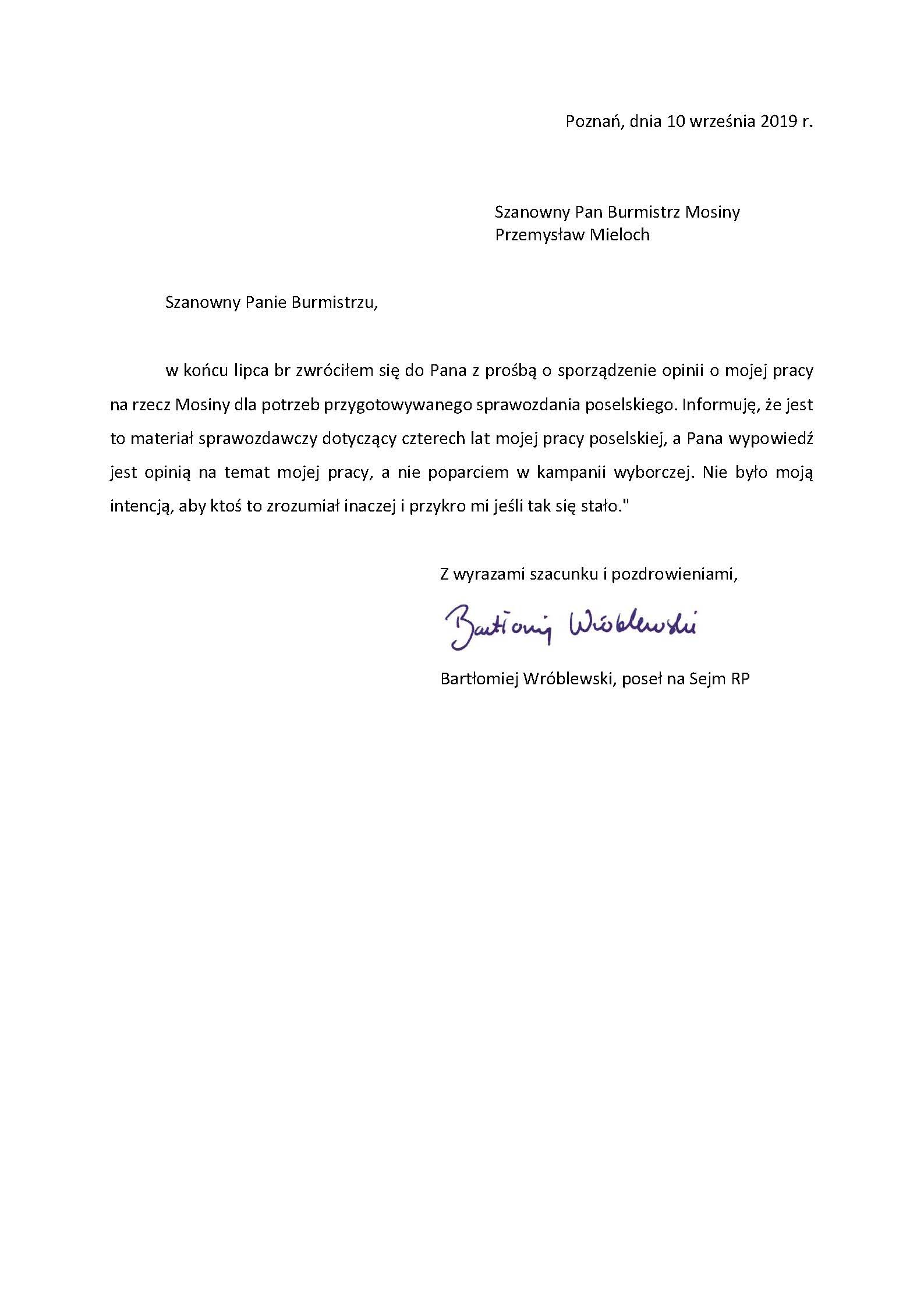 Stanowisko Burmistrza Gminy Mosina