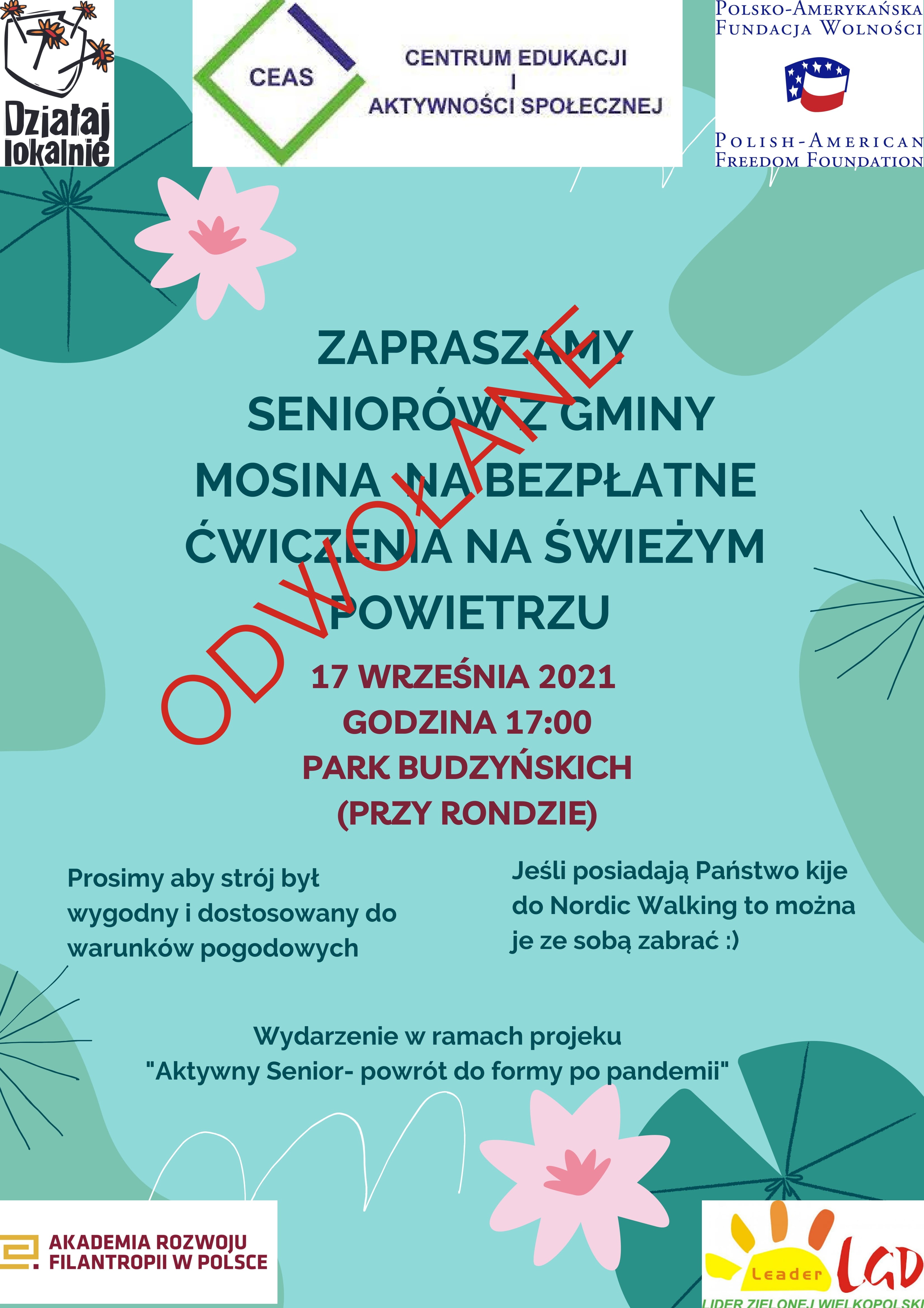 Plakat odwołujący ćwiczenia na świeżym powietrzu 