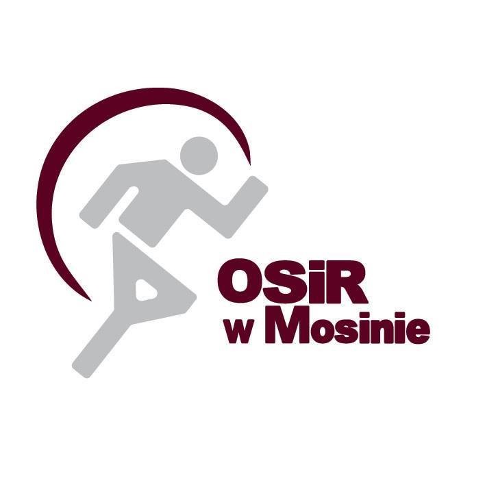 logo - biegacz w okręgu napis OSiR w Mosinie
