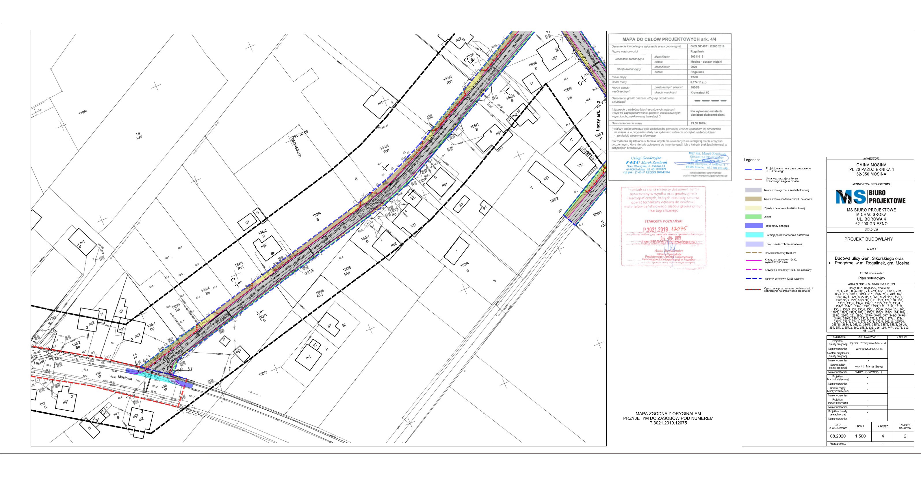 Ulice Sikorskiego i Podgórna w Rogalinku - projekty