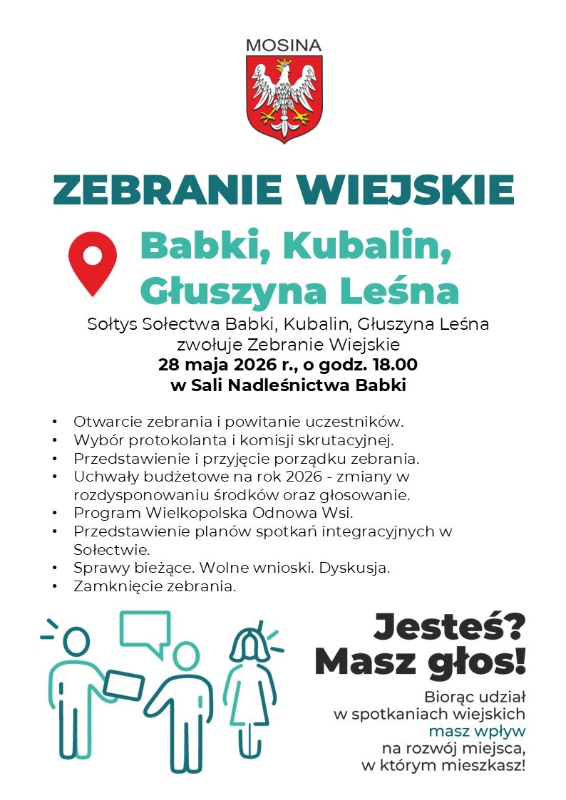 Zebranie wiejskie Sołectwa Babki, Kubalin, Głuszyna Leśna