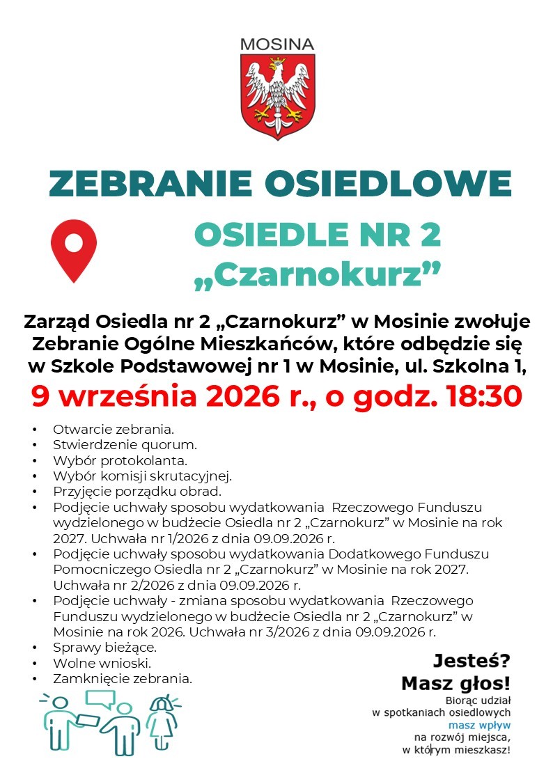 Zebranie Ogólne Mieszkańców Osiedla nr 2 „Czarnokurz” w Mosinie