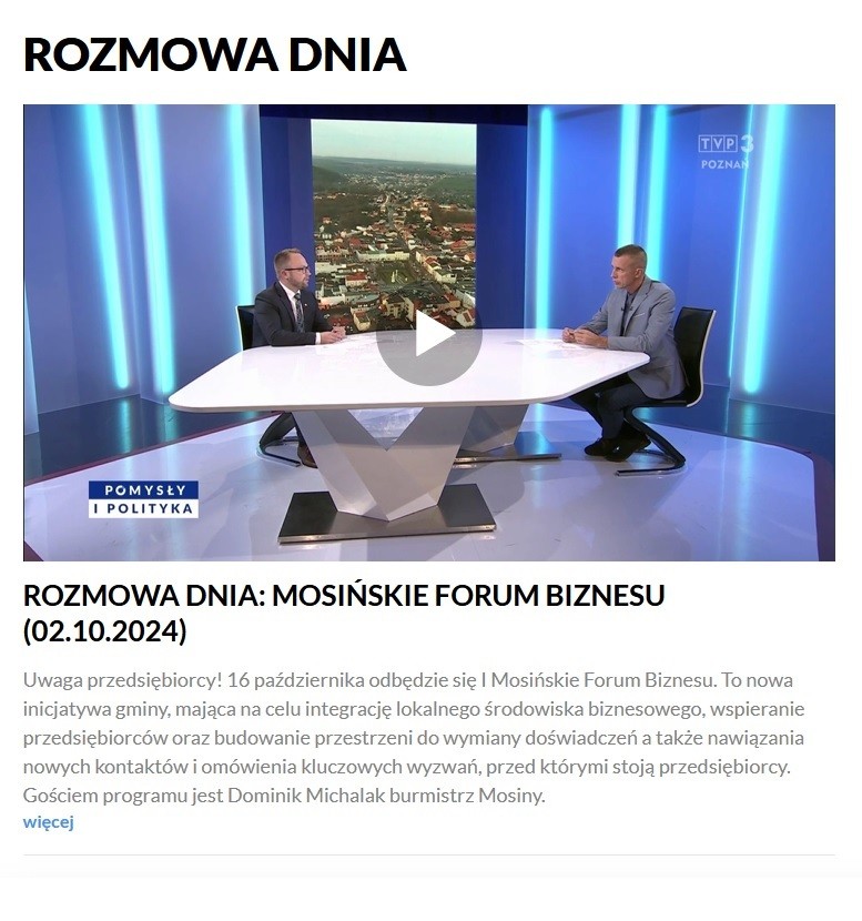 TVP3 Poznań o I Mosińskim Forum Biznesu