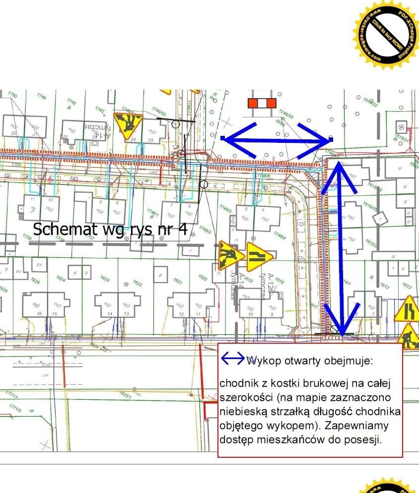 Zdjęcie przedstawia schemat terenu objęty remontem chodnika
