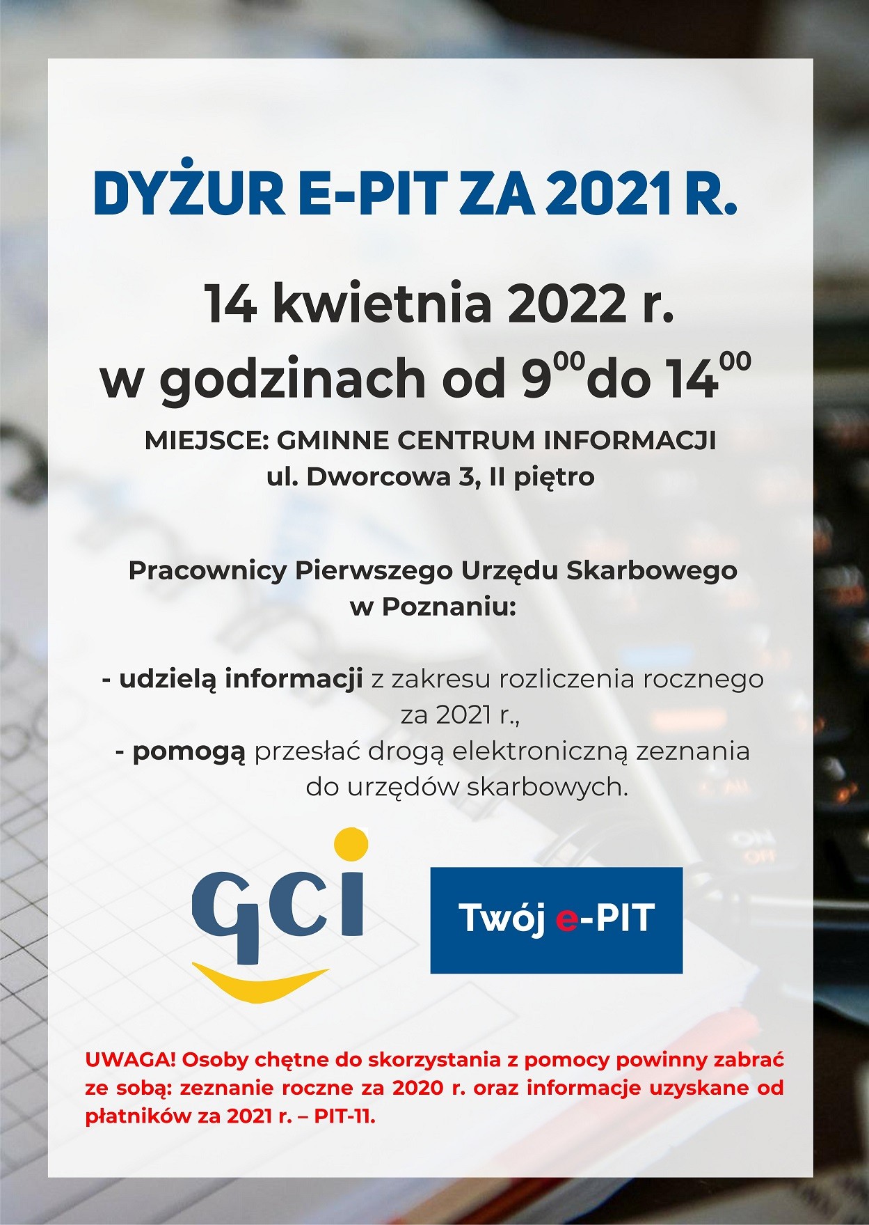 Dyżur Urzędu Skarbowego E-PIT 2021