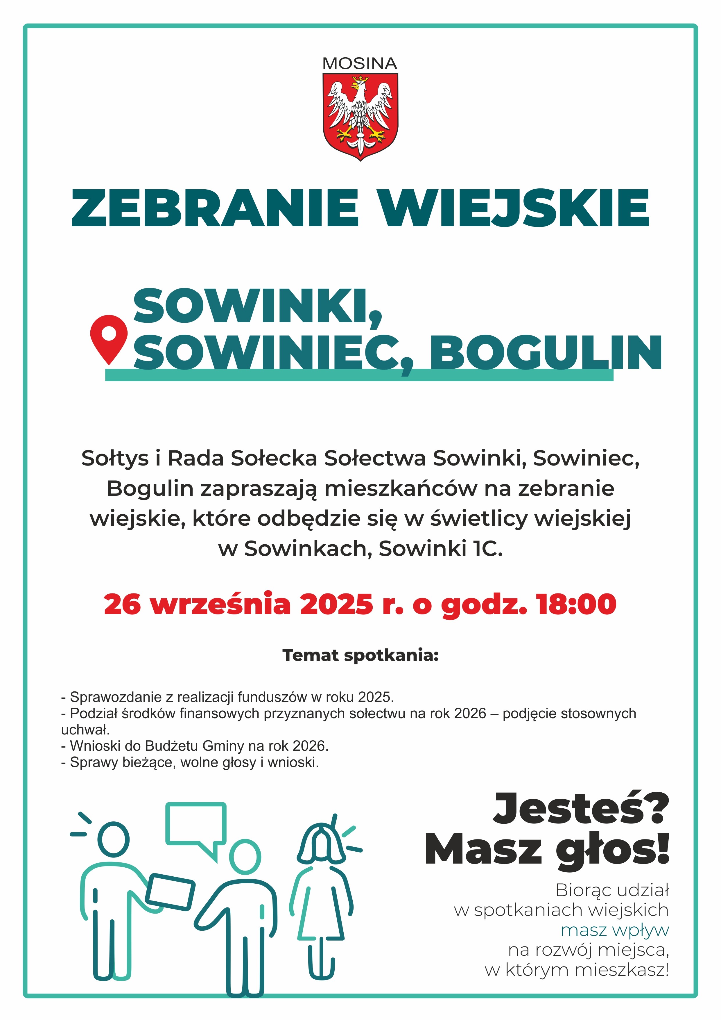 Zebranie Wiejskie Sołectwa Sowinki, Sowiniec, Bogulin
