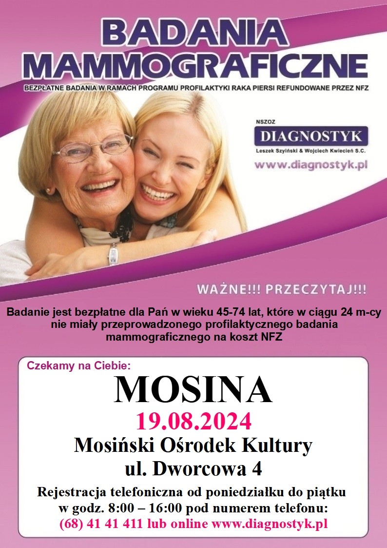 Bezpłatne badania mammograficzne