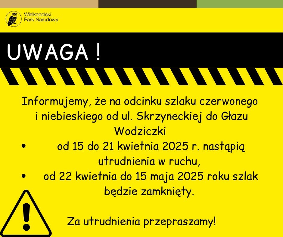 Czasowe zamknięcie szlaku od ul. Skrzyneckiej