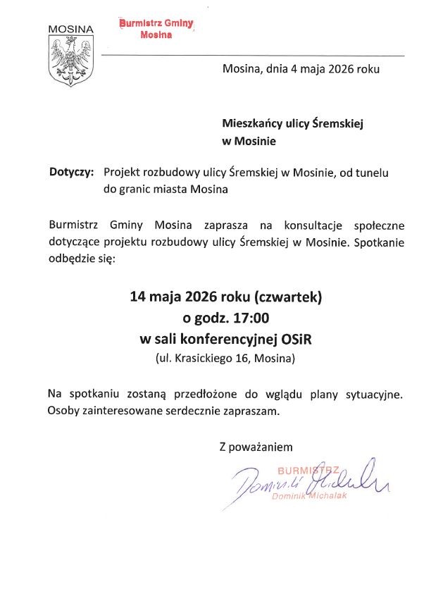Konsultacje społeczne rozbudowa ulicy Śremskiej