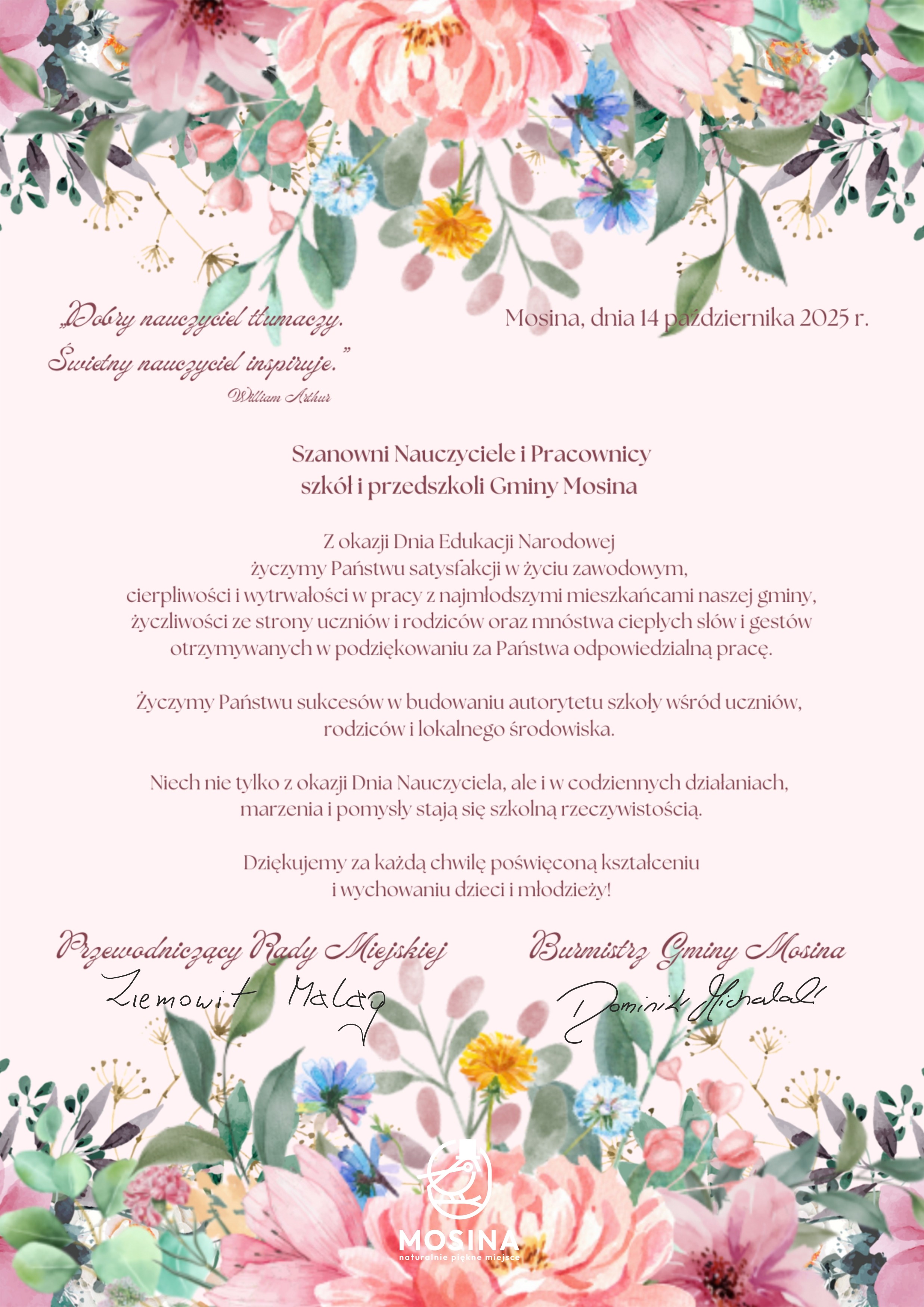 Życzenia z okazji Dnia Nauczyciela
