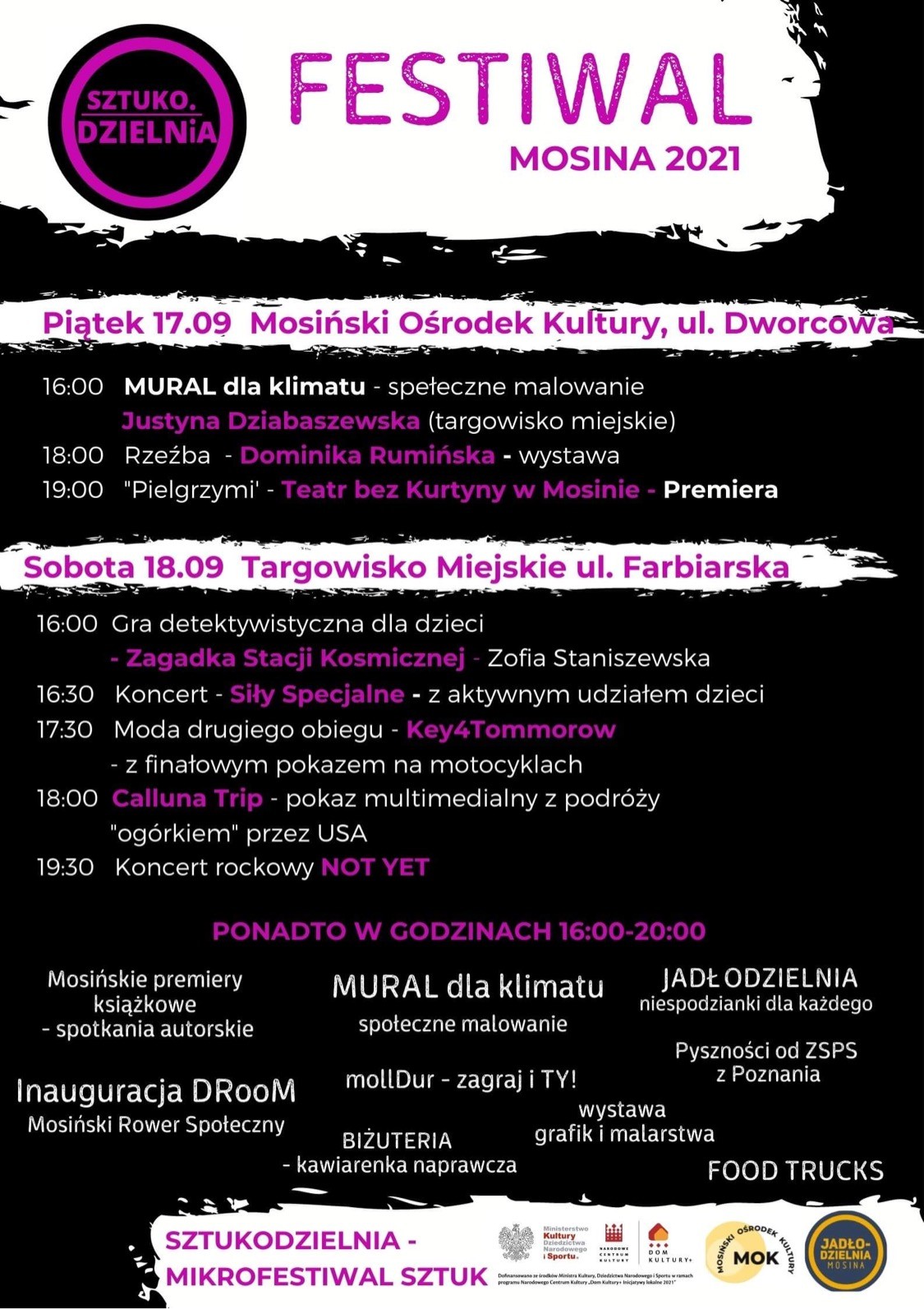 Na obrazku znajduje się program festiwalu