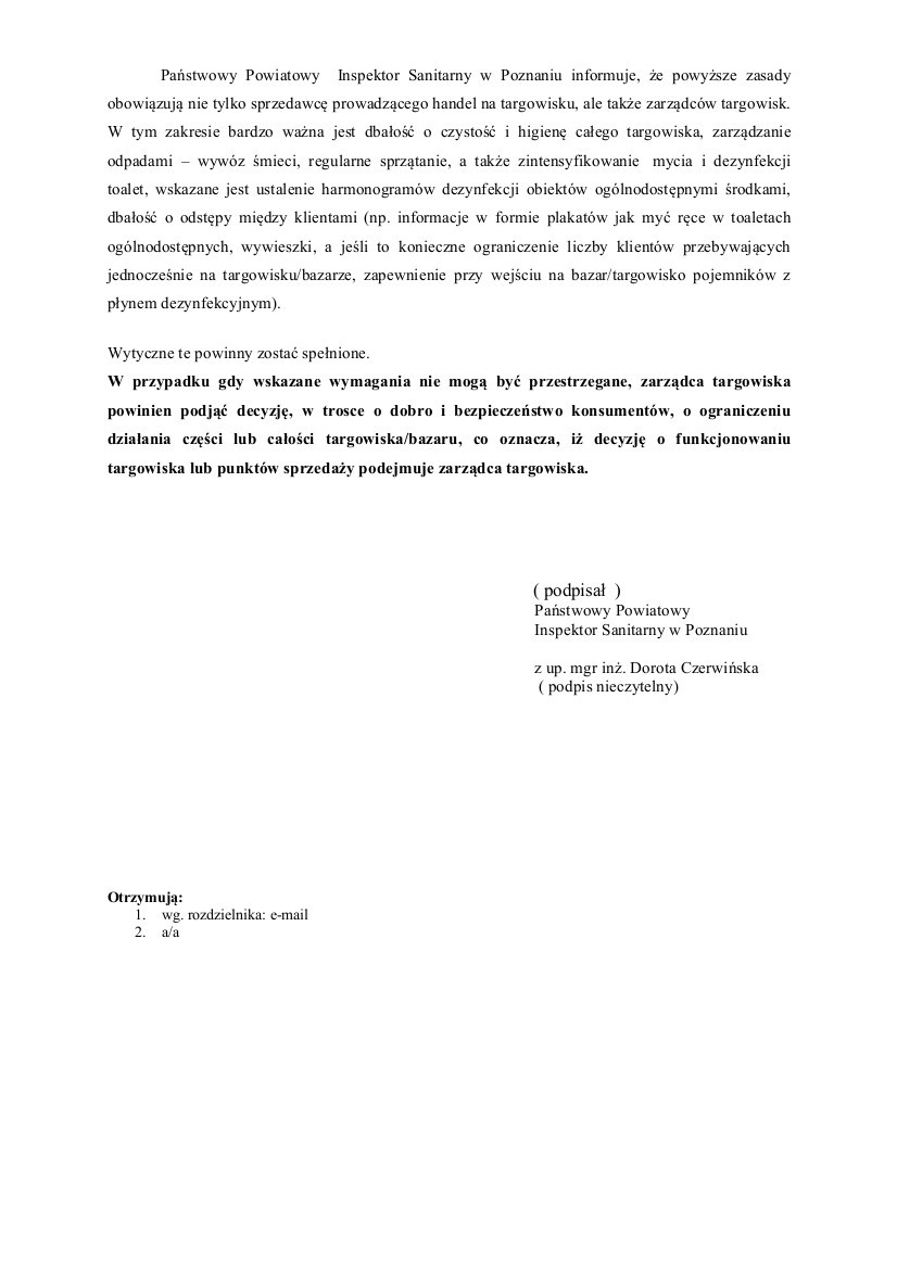 Stanowisko Państwowego Powiatowego Inspektora Sanitarnego w Poznaniu