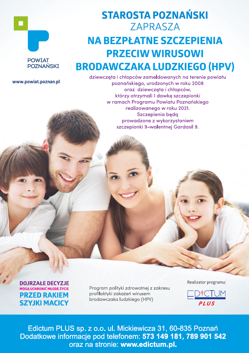 Plakat dot. szczepień przeciw HPV