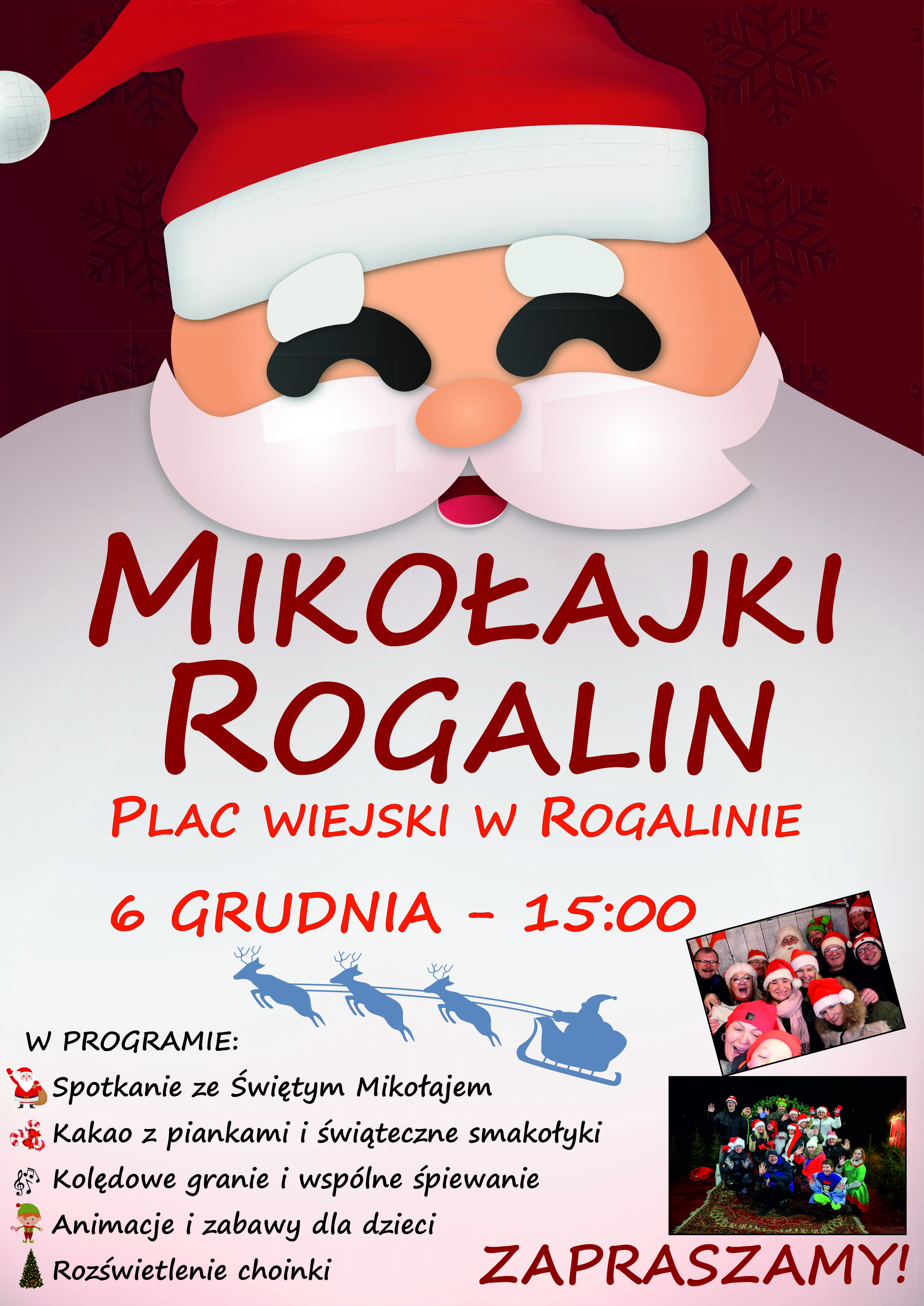 plakat informacyjny - Mikołajki w Rogalinie