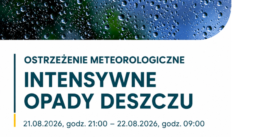 Ostrzeżenia meteorologiczne: intensywne opady deszczu