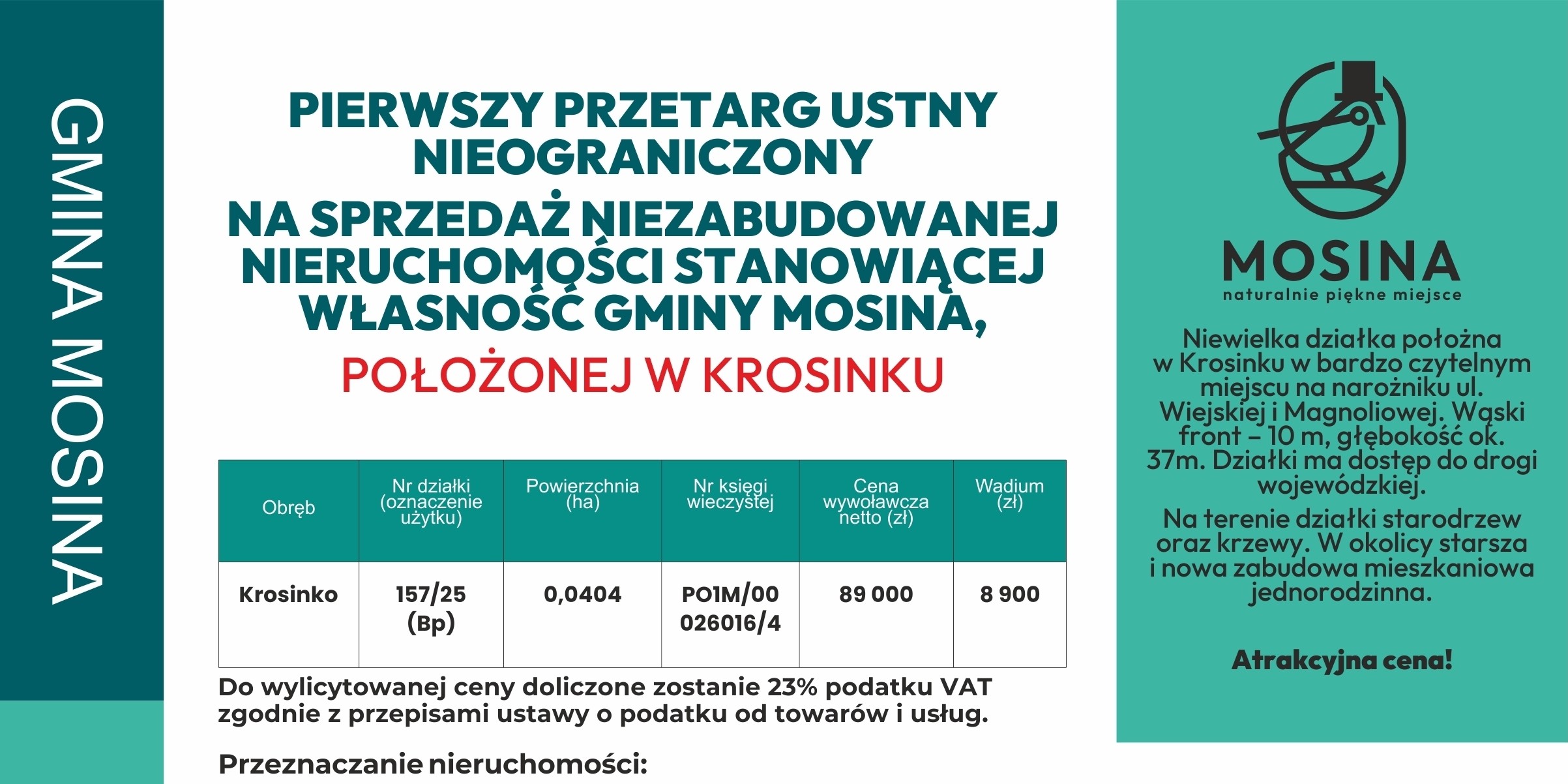 Działka na sprzedaż - Krosinko