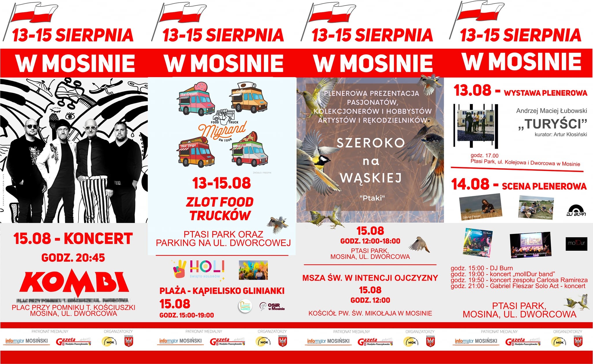 13-15 sieprnia, plakat z imprezami