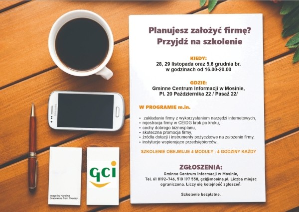 Planujesz założyć firmę? Przyjdź na szkolenie.