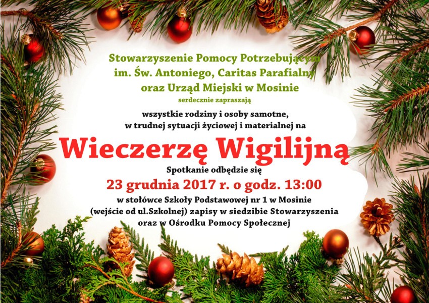 Zaproszenie na Wieczerzę Wigilijną