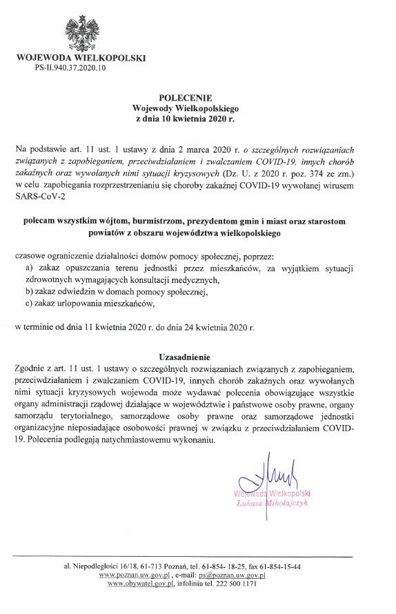 Polecenia Wojewody Wielkopolskiego