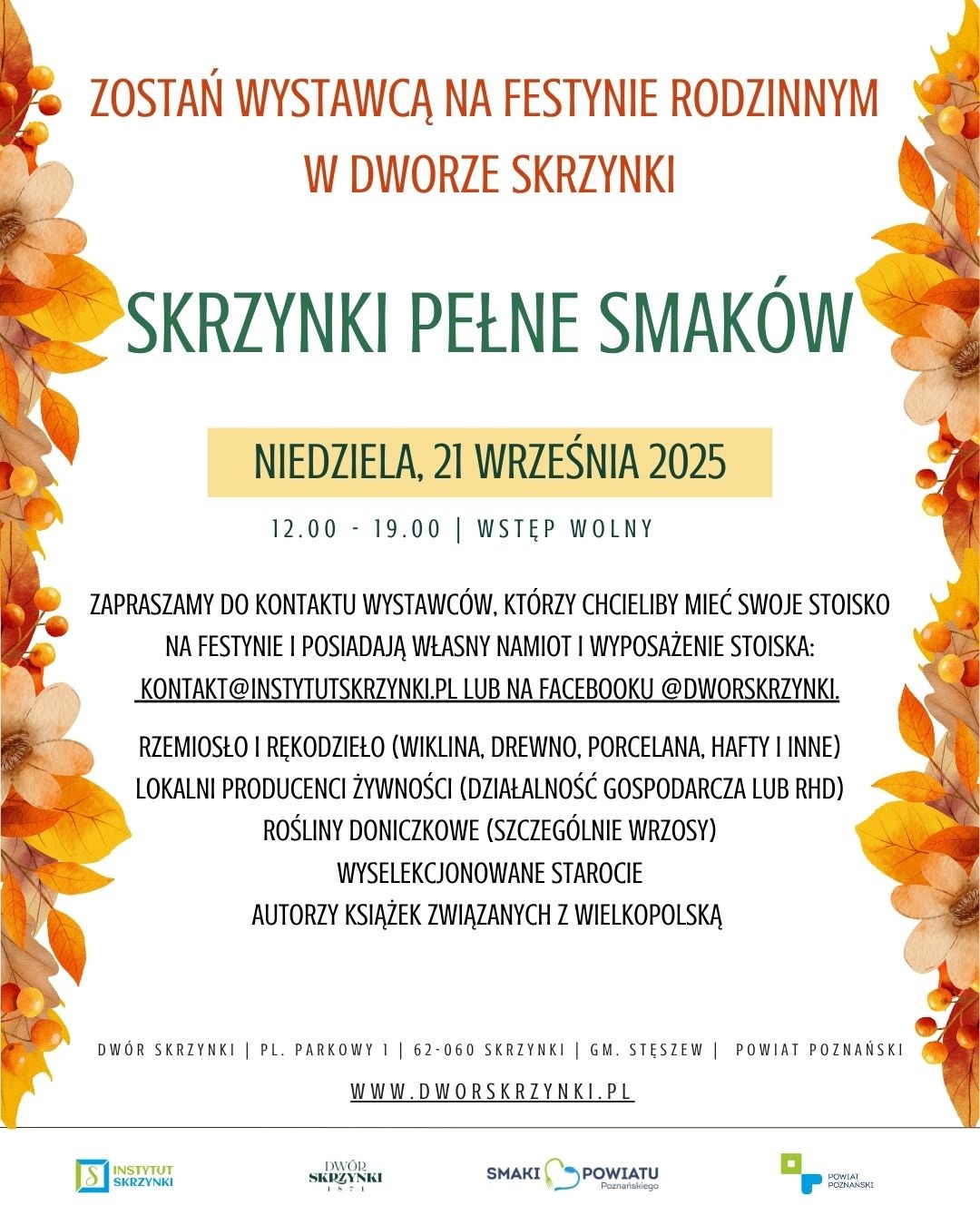 Zostań wystawcą na festynie rodzinnym „Skrzynki Pełne Smaków” 