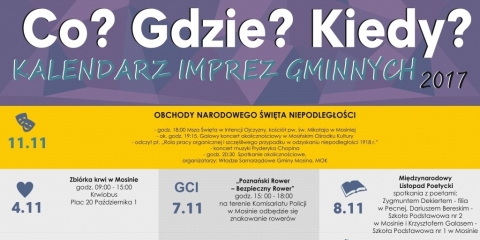 Co? Gdzie? Kiedy? Kalendarz wydarzeń Gminnych na listopad 2017