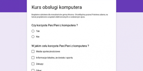 Bezpłatne szkolenie komputerowe - ankieta