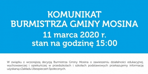 Komunikat Burmistrza Gminy Mosina