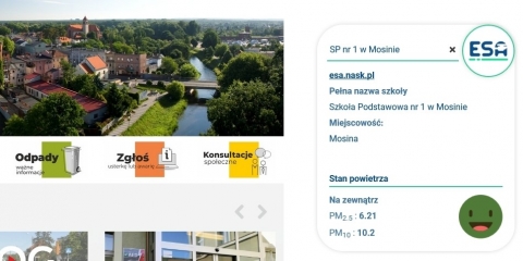Jakość powietrza - widżet ESA