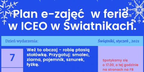 Plan e-zajęć w ferie