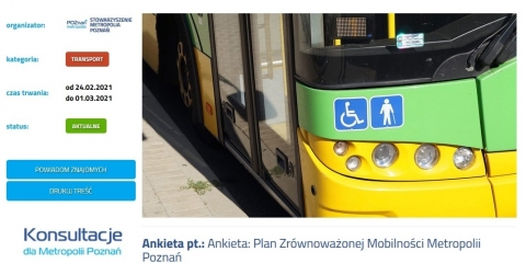 Metropolia Poznań opracowuje Plan Zrównoważonej Mobilności.