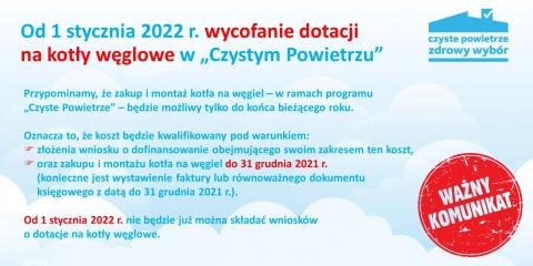 Wycofanie dotacji na kotły węglowe w „Czystym Powietrzu”