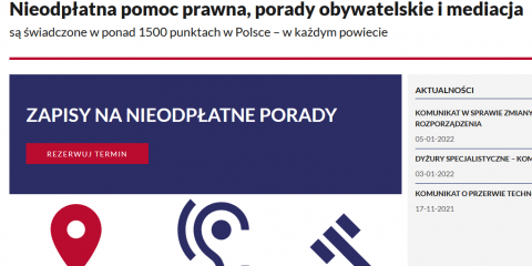 Stacjonarna działalność Punktów nieodpłatnej pomocy prawnej