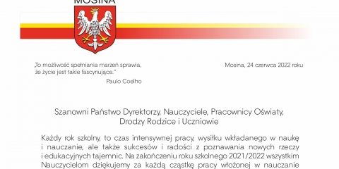 Życzenia z okazji zakończenia roku szkolnego