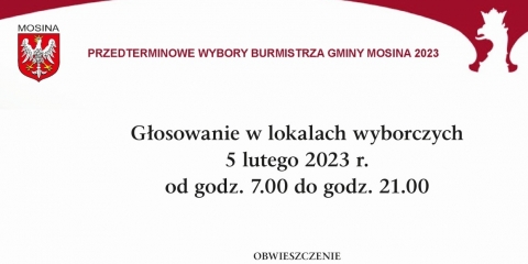 Przedterminowe wybory Burmistrza Gminy Mosina