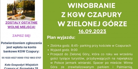 Wyjazd na winobranie z Kołem Gospodyń Wiejskich z Czapur