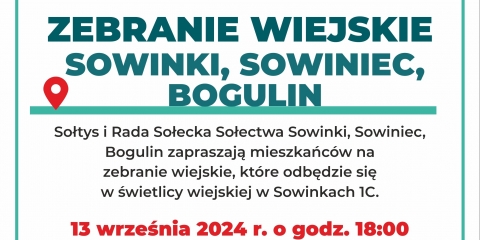Zebranie wiejskie sołectwa Sowinki, Sowiniec, Bogulin