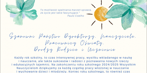 Życzenia z okazji zakończenia roku szkolnego