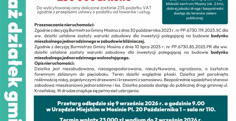 oferta sprzedaz dzialki krosinska
