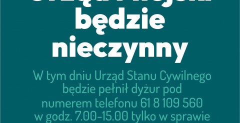 16 sierpnia Urząd Miejski będzie nieczynny