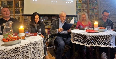 Spotkanie z poezją w Muzeum - z lewej Szymon Ziółkowski, Barbara Koncewicz, Michał Grudziński, Kalina Izabela Zioła, Paweł Sakowski
