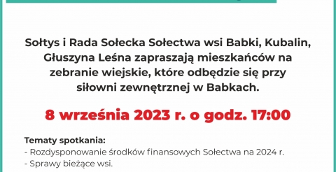 Zebranie wiejskie Babki, Kubalin, Głuszyna Leśna