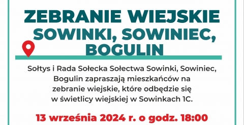 Zebranie wiejskie sołectwa Sowinki, Sowiniec, Bogulin