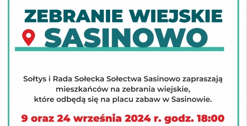 Zebrania wiejskie sołectwa Sasinowo